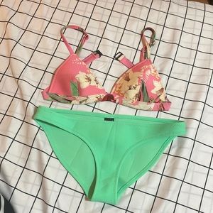 Pink & Green TRIANGL Neoprene Bikini Set